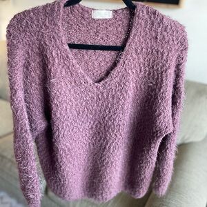 Altar'd State Textured Purple V-Neck Sweater